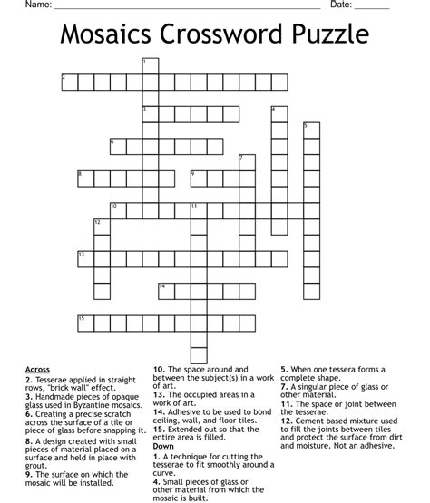 Power tool used for mosaics crossword - Answers for Like mosaic stone crossword clue, 6 letters. Search for crossword clues found in the Daily Celebrity, NY Times, Daily Mirror, Telegraph and major publications. ... Use the handy Anagrammer tool to find anagrams in clues and the Roman Numeral tool for converting Arabic number to Roman and vice-versa.